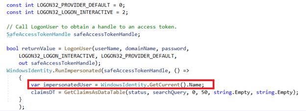 Impersonation Using WindowsIdentity.RunImpersonated In .NET Core 2 Razor Pages